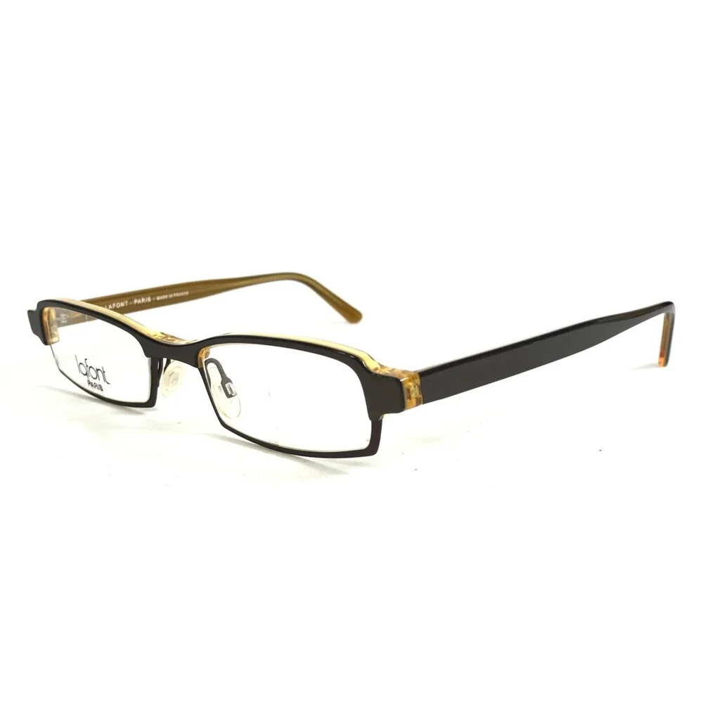 Jean Lafont Eyeglasses Frames RASPAIL 503 Dark Brown Yellow Rectangle 50-20-145
